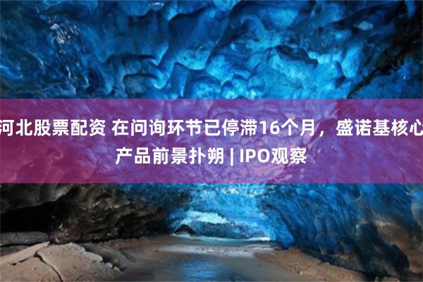 河北股票配资 在问询环节已停滞16个月，盛诺基核心产品前景扑朔 | IPO观察