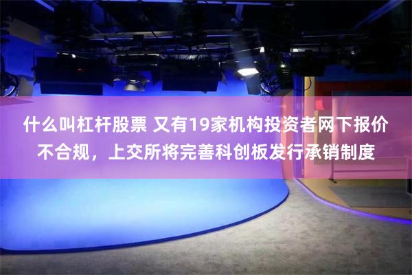 什么叫杠杆股票 又有19家机构投资者网下报价不合规，上交所将完善科创板发行承销制度