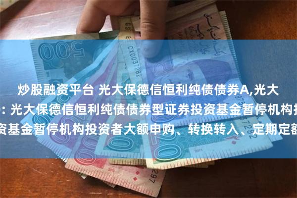 炒股融资平台 光大保德信恒利纯债债券A,光大保德信恒利纯债债券D: 光大保德信恒利纯债债券型证券投资基金暂停机构投资者大额申购、转换转入、定期定额投资的公告